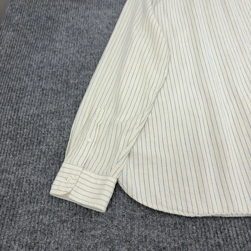 J Crew Button Down Shirt Mens XL Cream Cotton Striped Casual Preppy Classic